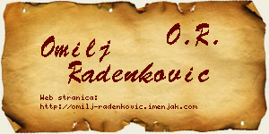 Omilj Radenković vizit kartica